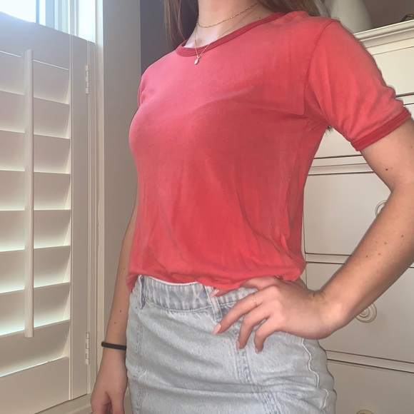 Brandy Melville Tops - light red fitted t-shirt